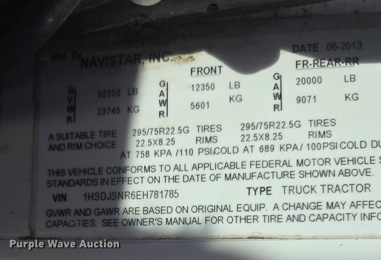 image for item DU2696 2014 International Prostar+ 122 semi truck