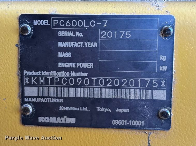 image for item DU6946 2006 Komatsu  PC600LC excavator