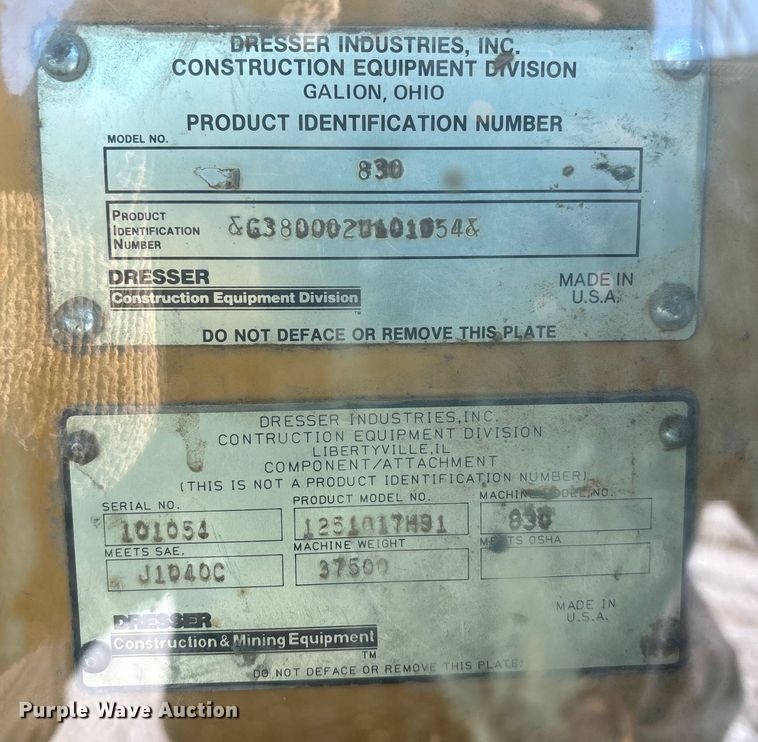 image for item DU6968 Dresser 830 motor grader