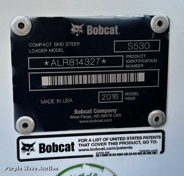 image for item DV0782 2016 Bobcat S530 skid steer loader