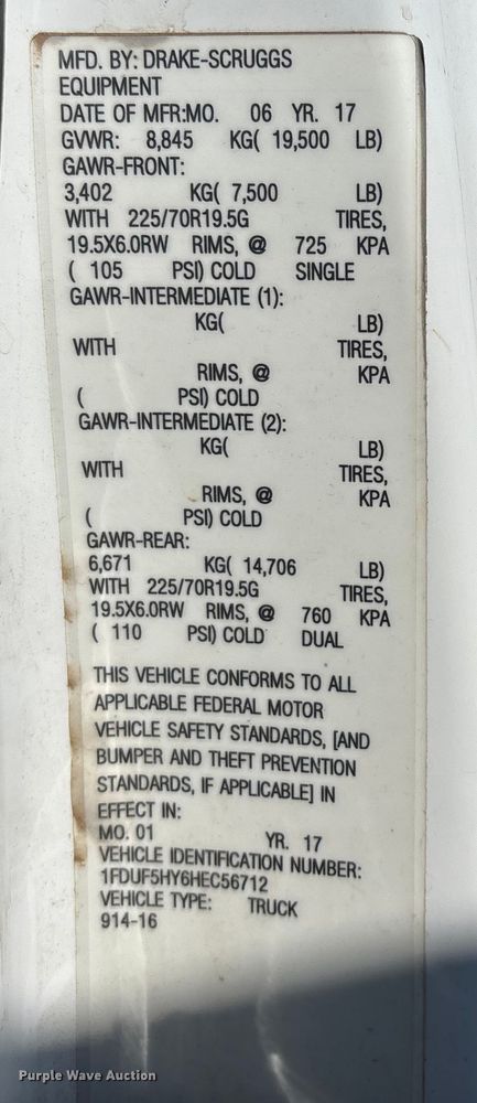 image for item DW7480 2017 Ford F550 bucket truck