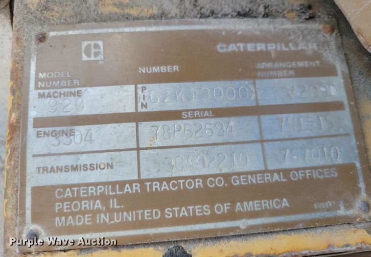 image for item EA2859 1969 Caterpillar 920 wheel loader