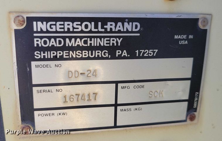 image for item EA2863 2001 Ingersoll Rand DD24 double drum vibratory roller