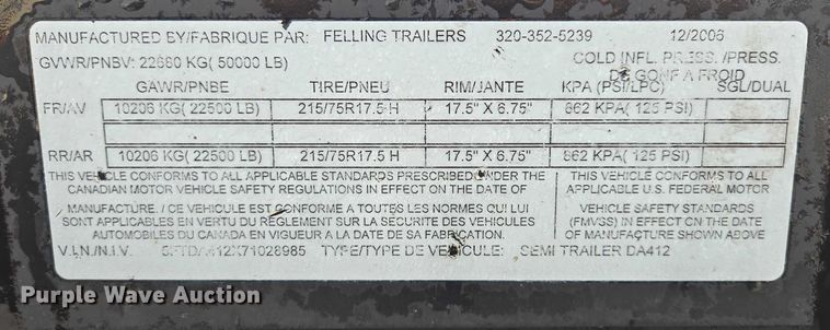 image for item EB1284 2007 Felling FT50 drop deck equipment trailer