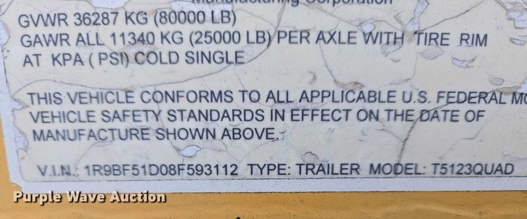 image for item EB1285 2008 R Way Trailer T5123QUAD bottom dump trailer
