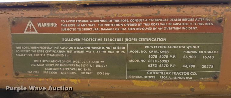 image for item EB1290 1982 Caterpillar 627B conventional scraper 