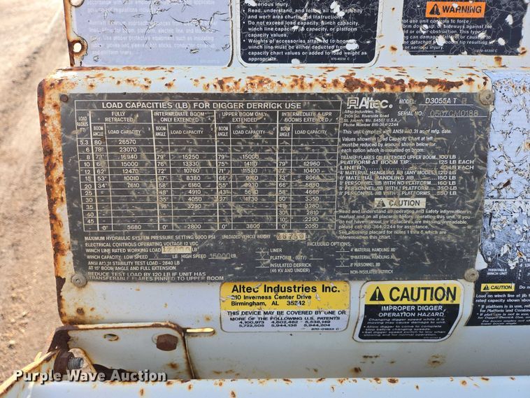 image for item EB1337 Altec D3055ATR digger derrick truck bed