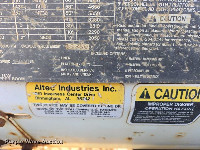 image for item EB1337 Altec D3055ATR digger derrick truck bed