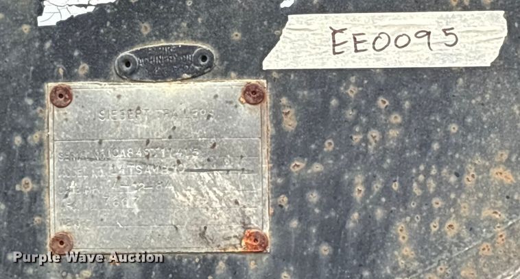 image for item EE0095 1984 Siebert lowboy equipment trailer