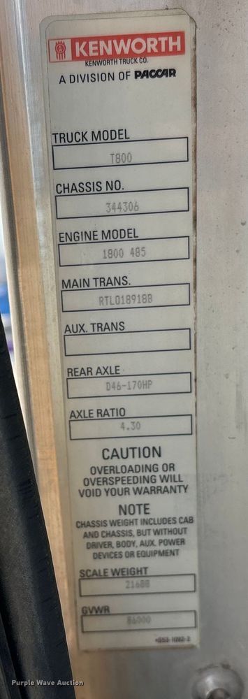 image for item EE1388 2013 Kenworth T800 