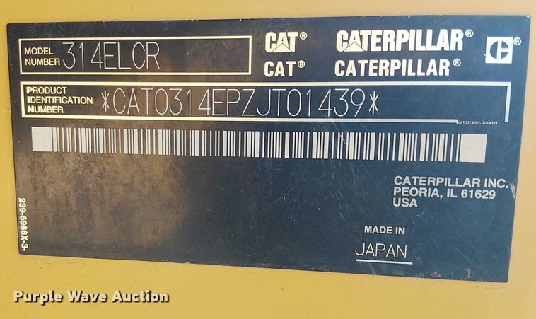 image for item EE5158 2015 Caterpillar 314ELCR mini excavator