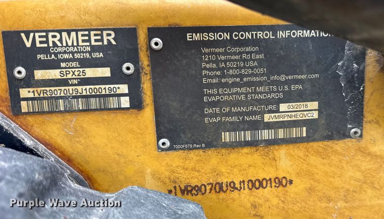 image for item EF2406 2018 Vermeer SPX25 vibratory cable plow