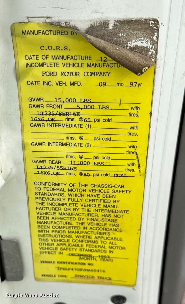 image for item EF2411 1997 Ford F450 Super Duty bucket truck