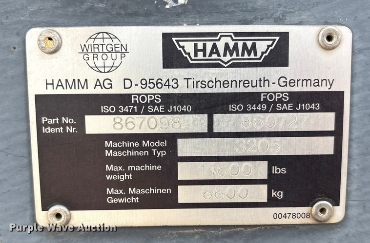 image for item EF6322 Hamm 3205 single drum vibratory roller