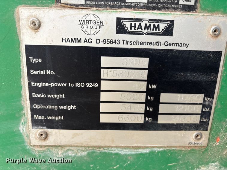 image for item EF6322 Hamm 3205 single drum vibratory roller