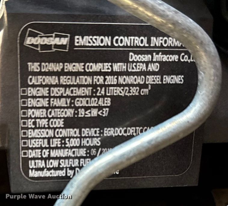 image for item EG2049 2017 Doosan P185WDOU-T4F air compressor