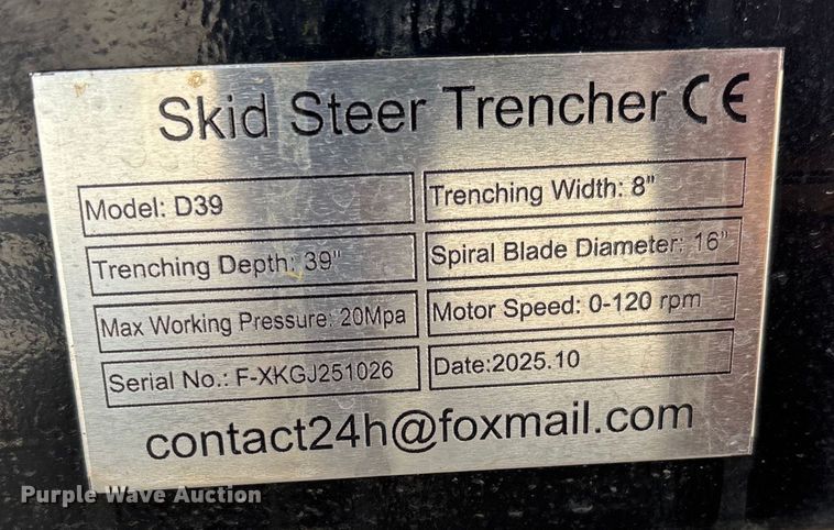 image for item EJ7791 FITI D39 skid steer trencher