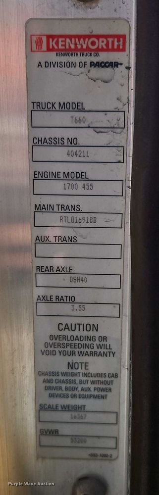 image for item EO4977 2014 Kenworth T660 Series semi truck