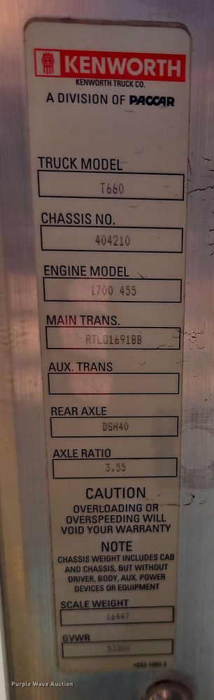 image for item EO4978 2014 Kenworth T660 Series semi truck