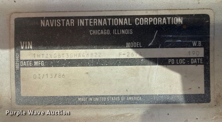 image for item EP2913 1986 International F2674 ready mix truck