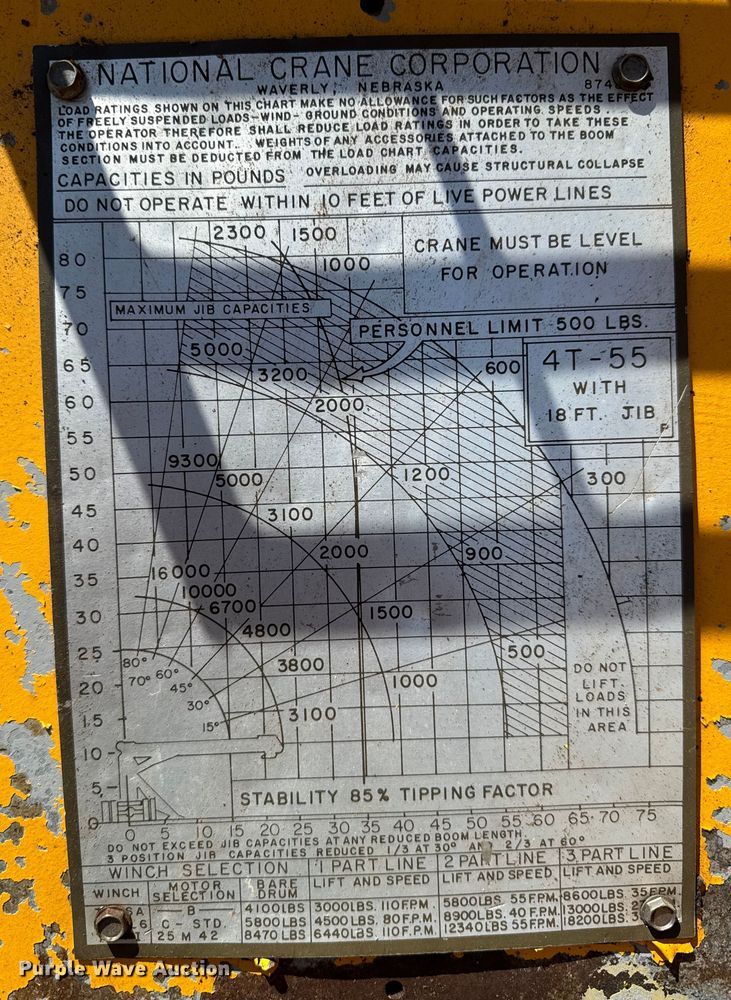 image for item EP2920 National Crane Corporation 4T-55 truck mounted crane