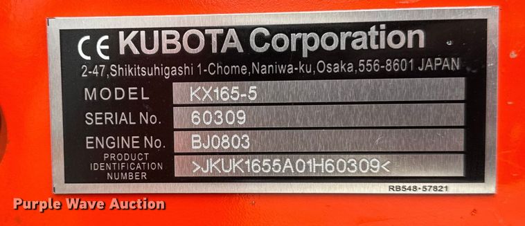 image for item ER0428 Kubota KX165-5 mini excavator