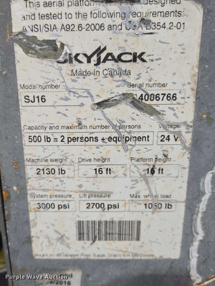image for item ES2879 Skyjack SJ16 vertical lift