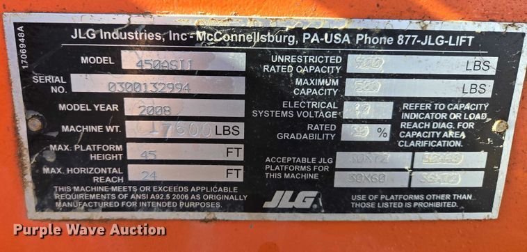 image for item ES2899 2008 JLG 450AJ Series II boom lift