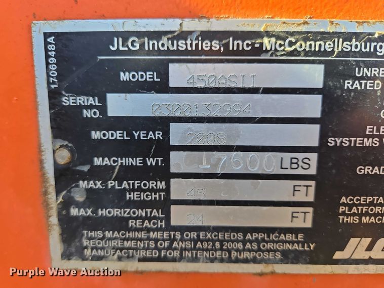 image for item ES2899 2008 JLG 450AJ Series II boom lift