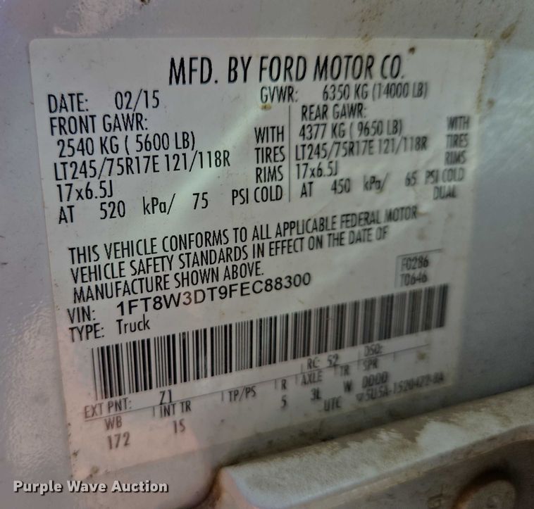 image for item ES2905 2015 Ford F350 Super Duty XL Crew Cab utility bed pickup truck