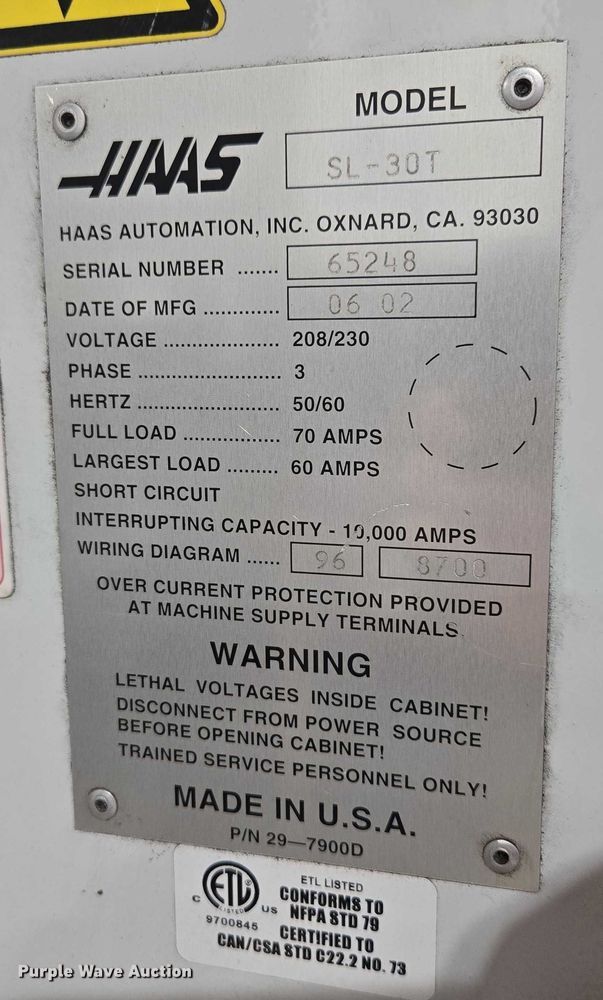 image for item ES2909 2002 Haas SL-30T CNC