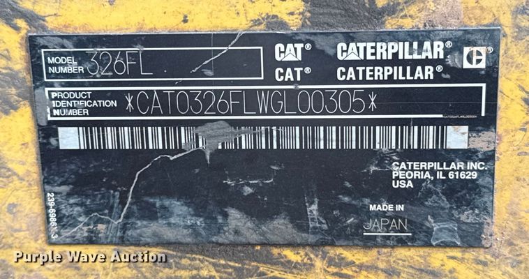image for item ES5799 2015 Caterpillar 326FL excavator