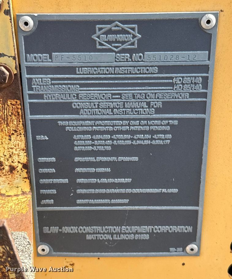 image for item ES5816 1999 Blaw-Knox PF-5510 paver