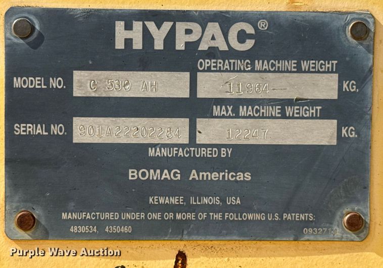 image for item ES5820 2007 Hypac C530AH pneumatic roller