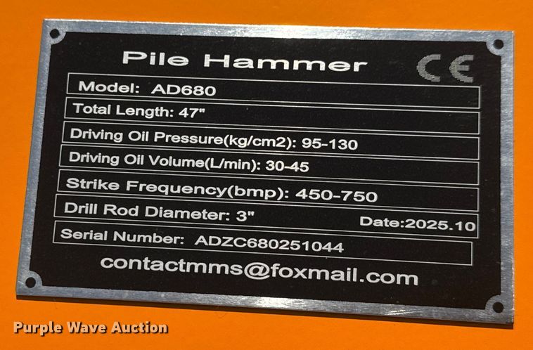 image for item ET1537 2025 AD680 skid steer post driver