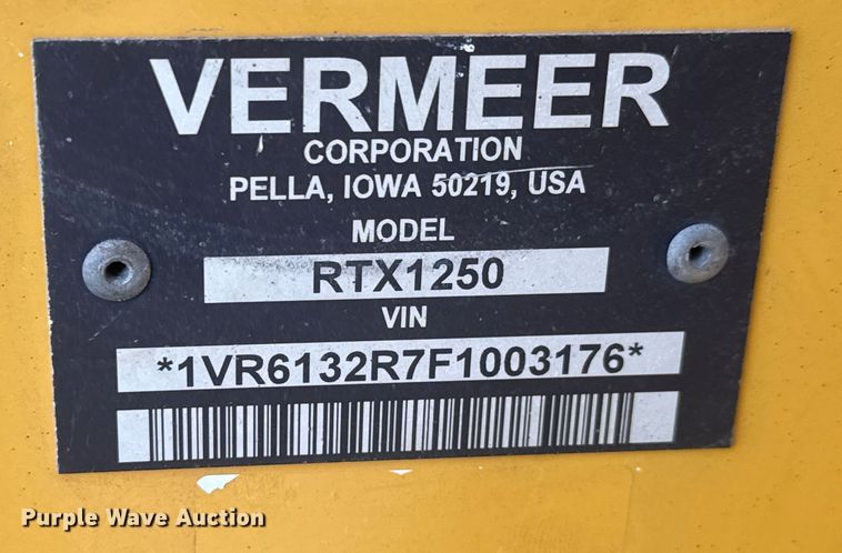 image for item ET4437 2015 Vermeer RTX1250 trencher