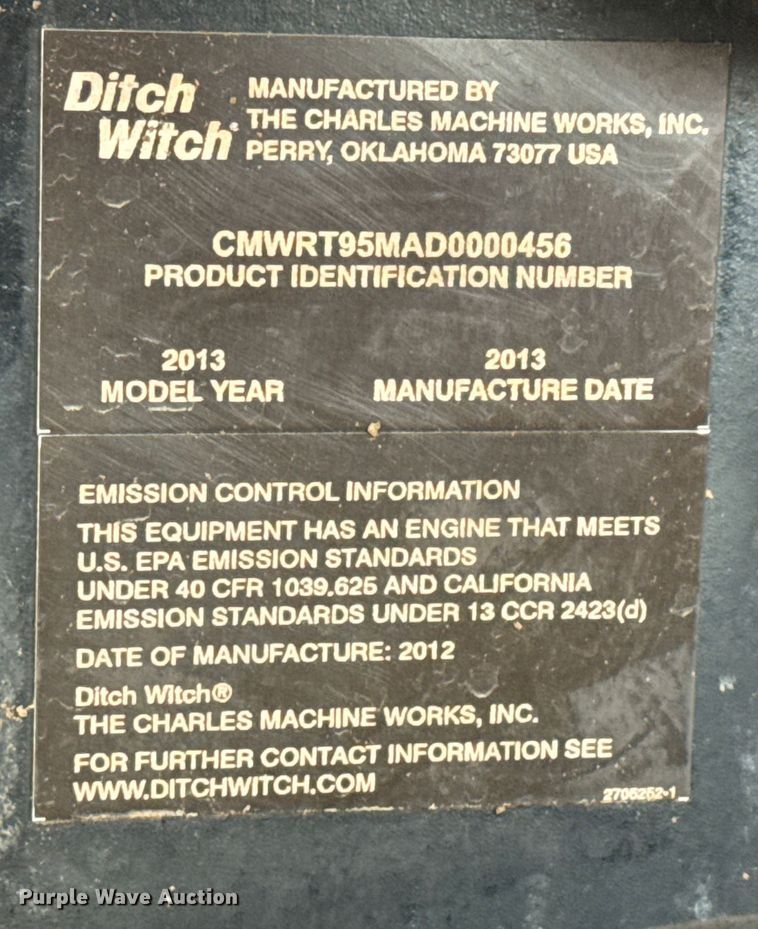 image for item ET4444 2013 Ditch Witch RT95 trencher