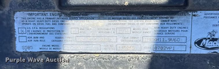 image for item ET4494 2002 Mack RB688S hydrovac truck