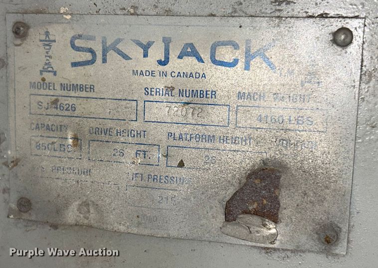image for item ET6927 Skyjack SJ4626 scissor lift