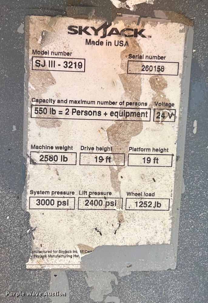 image for item ET6945 2006 Skyjack SJIII 3219 scissor lift