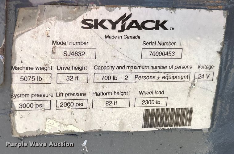 image for item ET6946 2007 Skyjack SJIII 4632 scissor lift