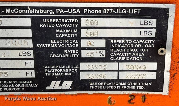 image for item ET6949 2006 JLG 660SJ boom lift