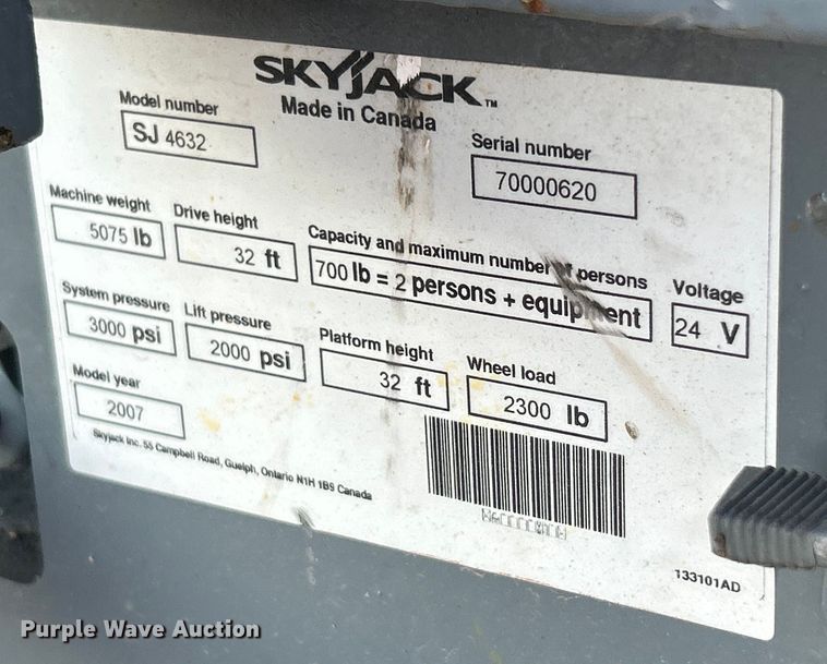 image for item ET6979 2007 Skyjack SJIII 4632 scissor lift