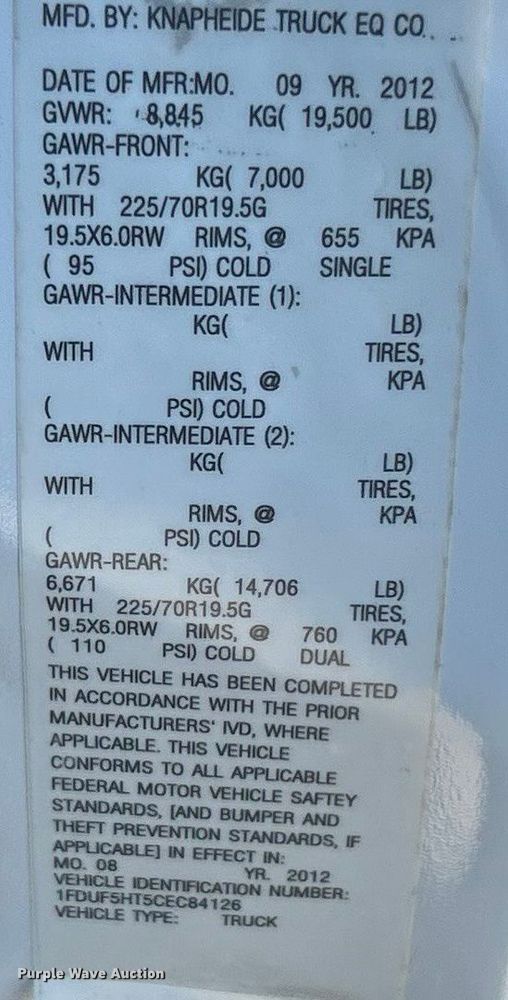 image for item ET6987 2012 Ford F550 Super Duty XL dump truck