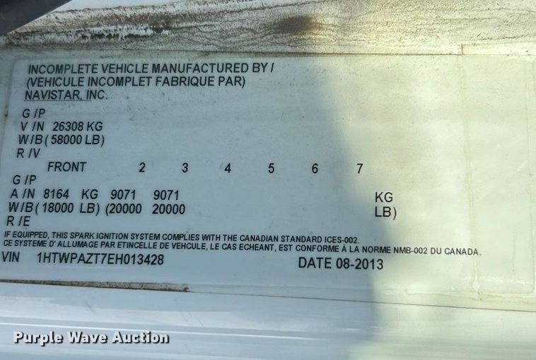 image for item ET6992 2014 International 7500 dump truck