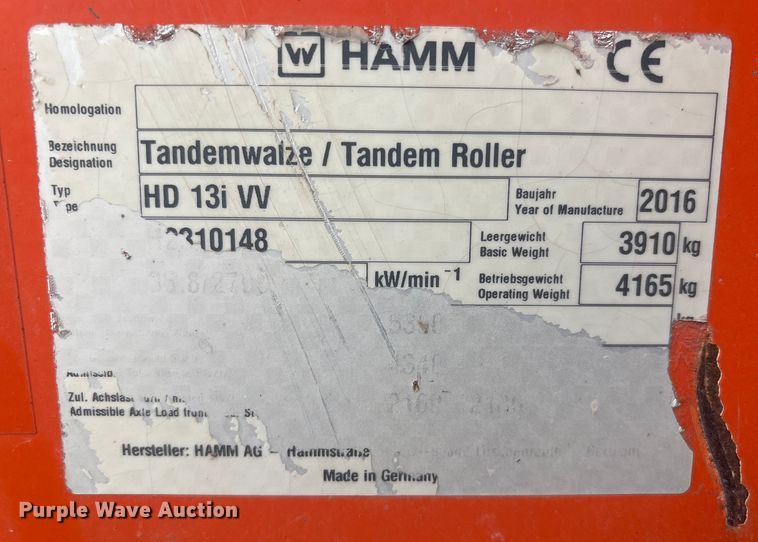 image for item EV2675 2016 Hamm HD 13i VV double drum roller