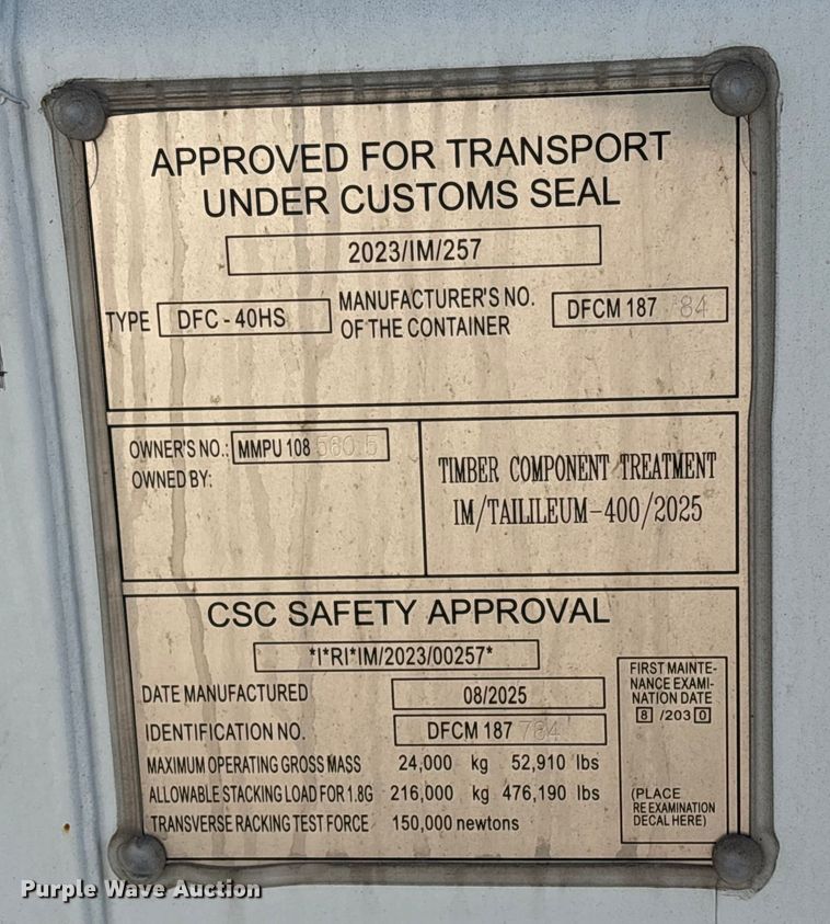 image for item EV2701 2025 shipping container