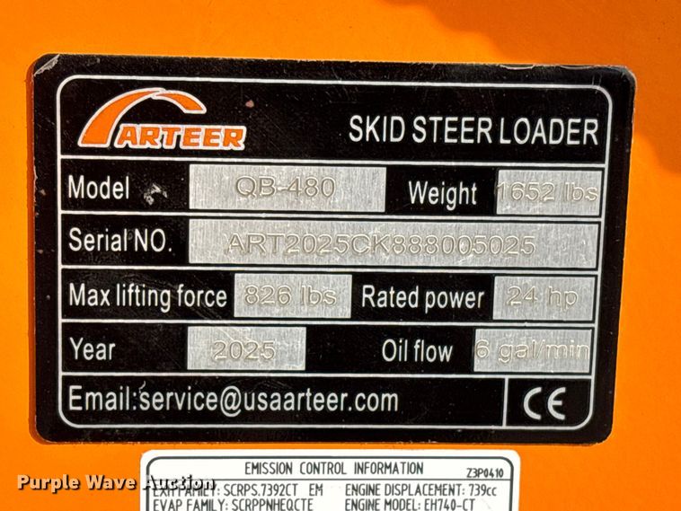 image for item EV2719 2025 Arteer QB-480 compact utility loader