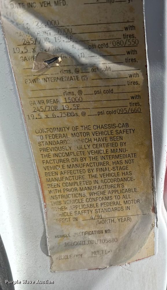 image for item FB0625 1991 Chevrolet C6500 pulling truck