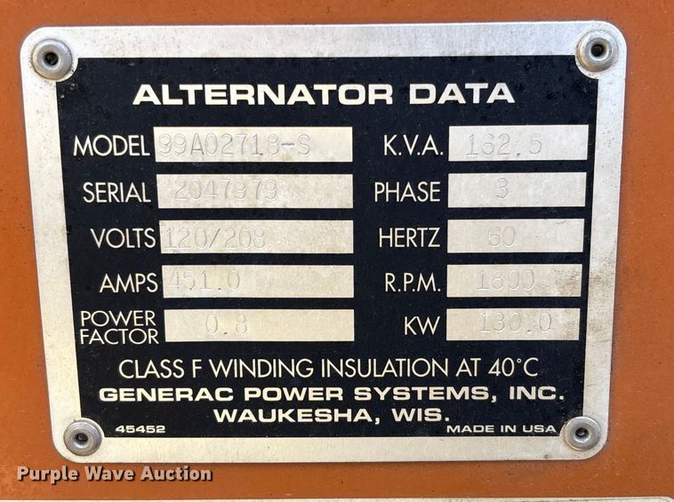 image for item FB2971 1999 Generac 99A02718S generator
